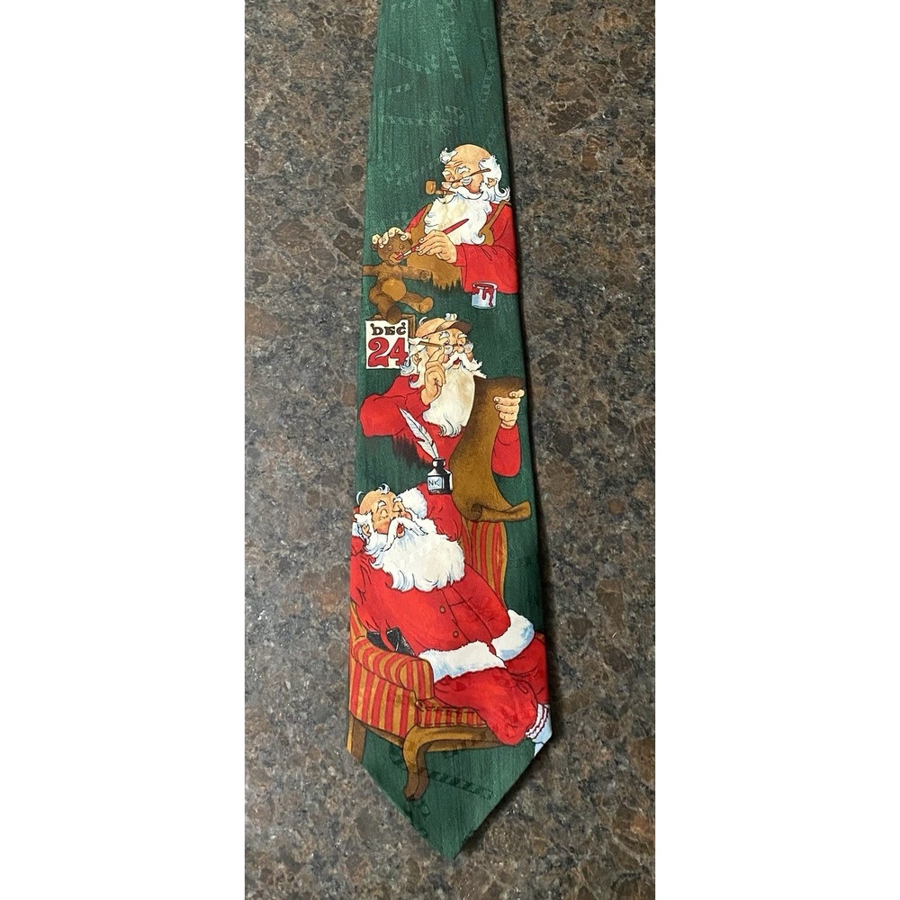 Christmas Hallmark Tie Santa Claus Holiday Novelty Necktie SpecialTies 56" Green